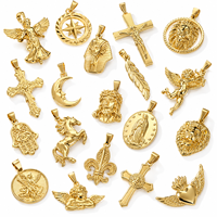 SUMMLY Pendentifs sur mesure en acier inoxydable plaqué or 18 carats, motif main en prière et tête de Jésus, bijoux fantaisie, breloques
