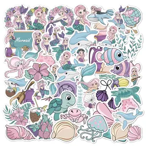 Adesivos fofos de desenho animado para crianças e meninas, pequena sereia oceano, bebê arco-íris, filhotinho fofo, dinossauro, borboleta, adesivo