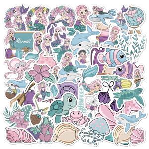 Autocollants <span class=keywords><strong>de</strong></span> dessin animé pour enfants et filles mignonnes <span class=keywords><strong>petite</strong></span> <span class=keywords><strong>sirène</strong></span> océan bébé petit arc-en-ciel mignon chiot dinosaure papillon autocollant adhésif - Product Image 1