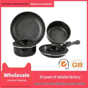 Cooklover Fabricante profesional 7PCs Juego de sartenes negras Recubrimiento antiadherente Juegos de utensilios de cocina de aluminio con mango desmontable - Product Image 6