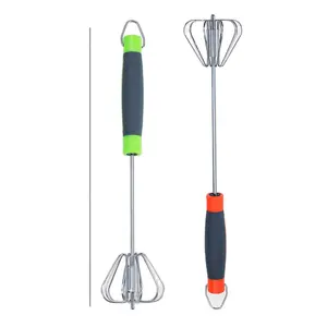 1Pc Aço Inoxidável Whisk Fácil Batedor Espuma Spin Push Whisk Agitador Molho De Creme De Ovo Shaker Bolo Acessórios De Cozimento Ferramentas De Cozinha