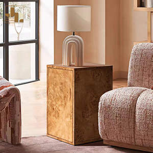 Mesita de noche rectangular de madera para dormitorio de Hotel de estilo nórdico con almacenamiento, Villa, <span class=keywords><strong>muebles</strong></span> de mesita de noche con textura de tumor de árbol de lujo - Product Image 3