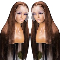 Perruque longue et droite brun clair style européen et américain, très tendance, densité 150%, style exotique, 18-32 pouces
