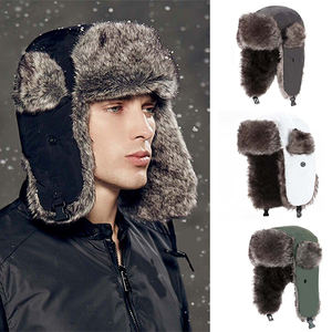 Chapeau de trappeur en cuir d'hiver drôle de Style russe de Guangzhou chaud pour les hommes Chapeau d'hiver d'homme de logo personnalisé avec la vente en gros de fourrure - Product Image 4