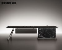 Bureau de direction à motif marbré, table élégante et minimaliste pour PDG avec un design unique pour les jeunes dirigeants