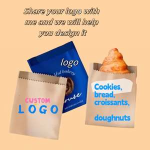 Sacs en papier et boîtes en papier personnalisés de qualité alimentaire, résistants à l'huile, avec logo pour les restaurants à emporter, pour les beignets, les croissants, le pain, les biscuits - Product Image 4