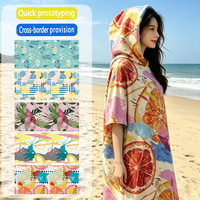 Serviette de plage poncho en microfibre imprimée antimicrobienne personnalisée, séchage rapide, écologique, durable, toutes saisons