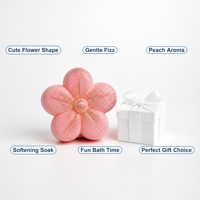 Bombe de bain pétillante en forme de fleur de pêche faite à la main, avec paillettes scintillantes, pour une relaxation spa, lot de 6 pièces, personnalisable OEM ODM 100g