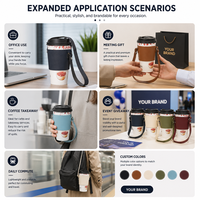 Manchon en cuir personnalisé pour tasses à café – Support portable haut de gamme en cuir écologique avec poignée et logo sur mesure