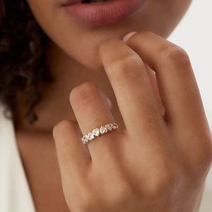 LYBURCHI Bague en argent sterling 925 plaqué or 14/18K Vermeil en forme de cœur sertie de diamants en CZ <span class=keywords><strong>pour</strong></span> femme - Product Image 3