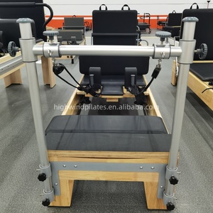 Machine de Pilates Reformer en chêne écologique durable avec barre de repose-pieds intégrée, silencieuse et fluide, pour usage domestique et en studio, portable et réglable - Product Image 2