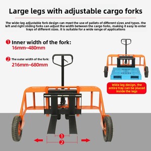 Montacargas Hidráulico Manual para Obras de Construcción y Zonas Montañosas, con Patas Anchas, para Uso en Exteriores, 1000 kg, NPT - Product Image 3