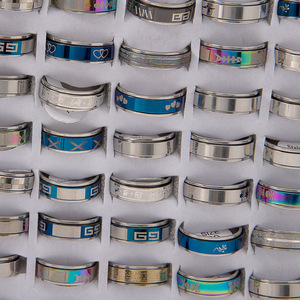 Conjunto de anillos de dedo giratorios de diseño mixto para hombre, joyería de titanio, lote a granel, anillo de acero inoxidable para hombre - Product Image 4