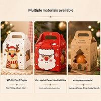 Boîte cadeau de Noël en papier avec fenêtre et poignée portable, boîte d'emballage pour bonbons aux pommes de Noël, boîte cadeau de Noël personnalisée imprimée
