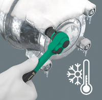 Clé à cliquet Wera Zyklop Comfort 3/8" avec mécanisme à dents fines commutable, en acier au chrome-molybdène chromé et revêtement plastique