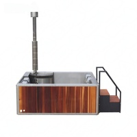 Bain à remous hybride chauffé au bois et à l'électricité, système de contrôle Balboa, 25 jets de massage, système de filtration LED, bain à remous de luxe