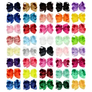 6Inch 40 color Cute Kids Grosgrain Ribbon Hair Bows with Clips for Girls Hair Accessories