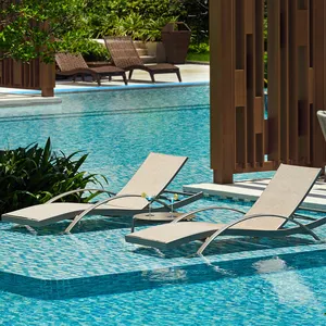 Artie-muebles de lujo para piscina de Hotel, tumbonas apilables de tela de malla de aluminio Textliene