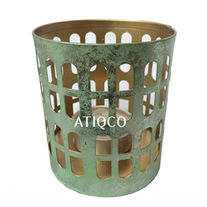 Soporte votivo de metal de hierro Jali verde menta y pilares para decoración del hogar y calcomanías de eventos para celebraciones de Diwali - Product Image 5