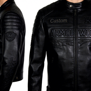 <span class=keywords><strong>Giacca</strong></span> da Motociclista in Vera <span class=keywords><strong>Pelle</strong></span> di Vacchetta per <span class=keywords><strong>Uomo</strong></span>, Design Personalizzato con Ricamo e Goffratura, Basso MOQ, OEM, <span class=keywords><strong>Giacca</strong></span> da Corsa in Vera <span class=keywords><strong>Pelle</strong></span> Nera per <span class=keywords><strong>Uomo</strong></span> - Product Image 6