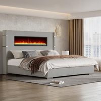 Cadre de lit réglable moderne de style californien, taille King, revêtement en velours, structure en métal, écologique, durable, tête de lit extra haute de 60,4 pouces