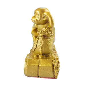 2024 precio al por mayor estatua de cobre productos hogar fengshui decoración del hogar metal latón dorado mono del zodiaco adornos estatua de bronce