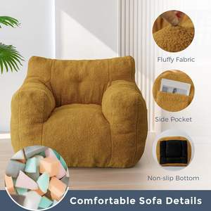 大人のための房状のビーンバッグチェアキッズテディ怠惰なソファアクセントチェア読書用ポケット付きフィラートゥゴーソファを詰めた - Product Image 6