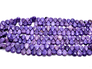 Charoite russe AAA 8x11mm-9x13mm perle de poire lisse Charoite violette naturelle pierres précieuses semi-précieuses perles en vrac pour la fabrication de bijoux - Product Image 4