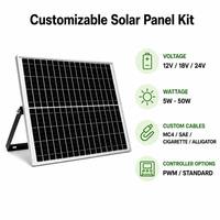 Panneau solaire en verre avec contrôleur et câble 10W 20W 30W OEM personnalisé pour boîte lumineuse LED solaire et lampadaire routier