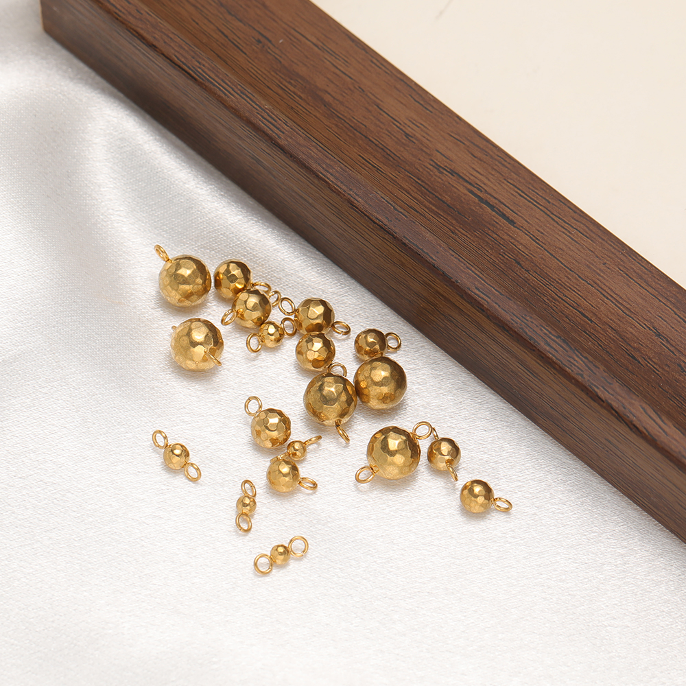 3mm 4mm 5mm 6mm 8mm Stainless Steel Solid Ball Beads Charms 18k Gold Plated Bead Pendants Beads for Jewelry Making