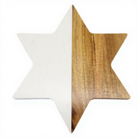 Planche à découper en bois d'acacia et marbre en forme d'étoile, plateau de service bicolore pour fromages, charcuterie, apéritifs et fêtes