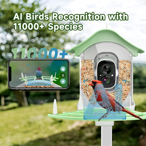 Mangeoire à oiseaux intelligente avec caméra de surveillance de la faune en extérieur, visualisation à distance, IA pour l'intérieur et l'extérieur, alimentée par énergie solaire, batterie - Product Image 4