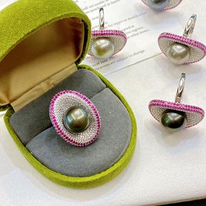 แหวนเงินแท้ S925 ประดับมุกดำตาฮิติใหม่ ขนาด 12-13 มม. ทรงกลม มีตำหนิเล็กน้อย ของขวัญ - Product Image 4