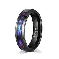 Poya anneau de Couple en tungstène plaqué noir bleu violet pour homme