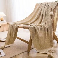 Nordic Wind Quaste Dekor Luxus einfarbige Blumen Strick decke für den Außenbereich Gewebtes Büro Nap Light Sofa bezug Bett gefaltet