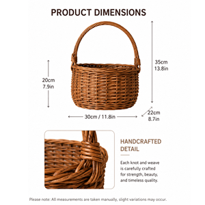 Cindy Brand Handmade Baby Changing Moses <b>Basket</b> Open Weave Natural Rattan <b>Wicker</b> - Product Image 3