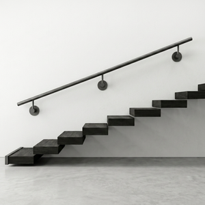 Rampe d'escalier murale en fer forgé résistante à la rouille, capacité de 440 lb, installation facile, garde-corps tubulaire - Product Image 1