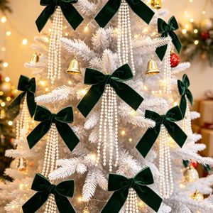 High Quality Pearl Flocked Bow <b>Wall</b> <b>Christmas</b> <b>Tree</b> Ornament Eco-Friendly Reusable DIY <b>Christmas</b> Decorations - Product Image 6