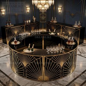 Modern <strong>Art</strong> <strong>Deco</strong> Round <strong>Bar</strong> Counter High Gloss Stainless Steel for Party Hire Hotel Lounge Furniture - Product Image 2