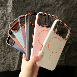 MOQ 500, prix usine abordable pour <span class=keywords><strong>coque</strong></span> magnétique en litchi pour <span class=keywords><strong>Apple</strong></span> <span class=keywords><strong>iPhone</strong></span> 18, 17 Air, 16E, 15 Plus, 14, <span class=keywords><strong>coque</strong></span> de téléphone 18 Pro Max à motif cuir - Product Image 3