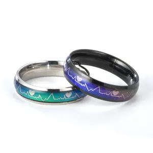 Mannen Heartbeat Ontwerp Verwisselbare Kleur Mood Ring