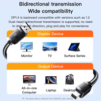 Câble adaptateur Mini DP 1.4 Thunderbolt SAMZHE 8K/60Hz, transfert bidirectionnel, convertisseur HD 4K/240Hz, gaine en PVC tressée, pour projecteur, ordinateur portable