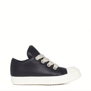 Sneakers de luxe Owens à lacets, semelle épaisse, unisexe, en cuir véritable, avec empeigne en peau de mouton rayée - Product Image 5