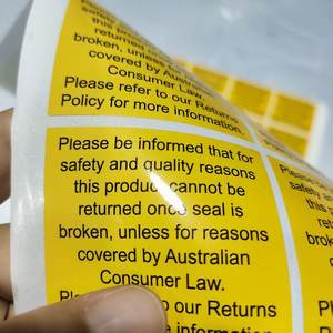 Étiquettes d'avertissement de politique de <span class=keywords><strong>retour</strong></span> personnalisées - Autocollants en papier enduit autocollants pour produits après-vente - Product Image 2