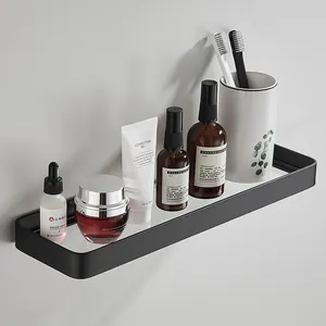 Badezimmer Eck dusch regal halter mit gehärtetem Glas für schwarzen Wand organisator Wand halterung Haus und Küche