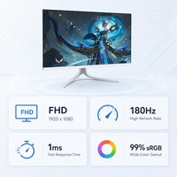 Monitor Plano para Juegos de 24 Pulgadas, FHD, 1ms, 1k, 144Hz, 99% SRGB, Pantalla Profesional para Oficina, Panel IPS Blanco, para Fábrica, OEM, ODM
