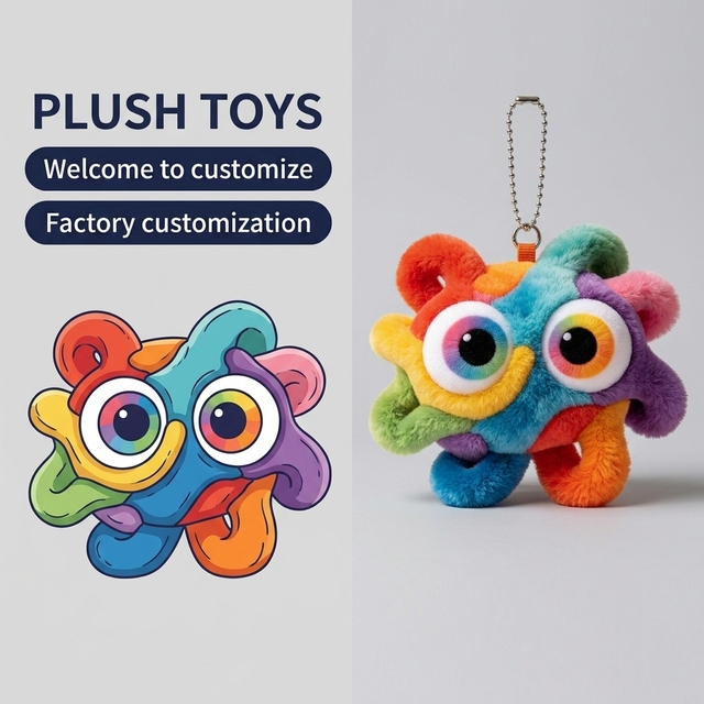 Factory Custom Plush Toy Coloful Plush Keychain Soft Cartoon Character Stuffed Soft Toy Manufacturer Fashinal Plushies for Gift