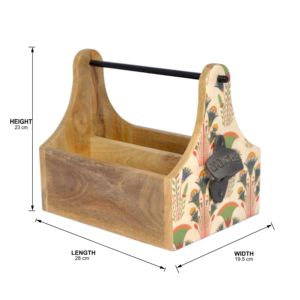 Double Tiers Wooden Beer <b>Crate</b> with Black Metal Handles Tabletop Bar Accessories for Beverage <b>Storage</b> Bottle Caddy Carrier - Product Image 6