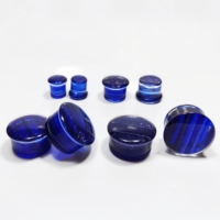 Plugs d'oreille en verre soufflé, piercing simple, anneau en O, glaçure bleue, pierre, dilatateur classique unisexe, micro-insert 3-25 mm