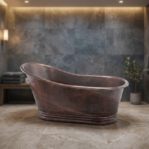 Baignoire en métal artisanale avec finition patine antique pour la maison, le spa, l'hôtel, baignoire autoportante en cuivre ovale - Product Image 6